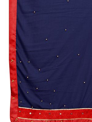 solid embellished bordered saree with blouse - 17274137 - Standard Image - 4