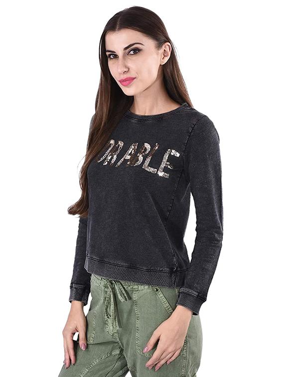 round neck embellished top - 17274161 - Zoom Image - 2