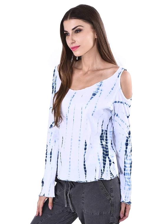 cold shoulder tie & dye top - 17274165 - Zoom Image - 2