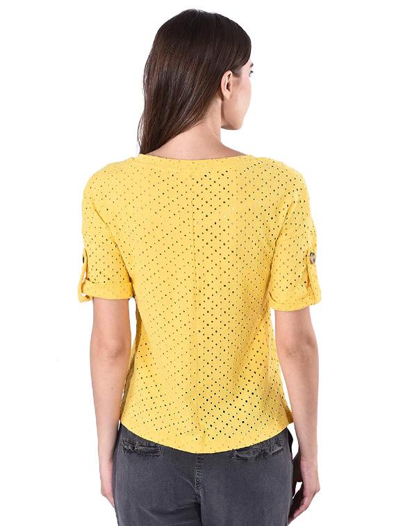 round neck schiffli top - 17274173 - Zoom Image - 3