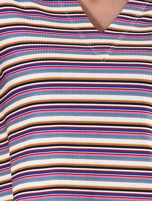 v neck striped top - 17274175 - Standard Image - 4