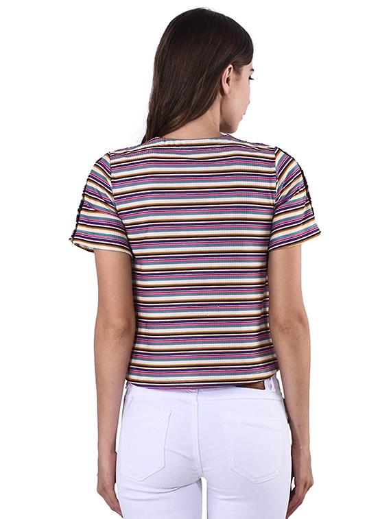 v neck striped top - 17274175 - Zoom Image - 3