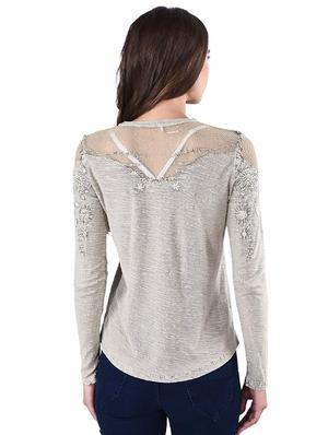 mesh panel embellished top - 17274181 - Standard Image - 3