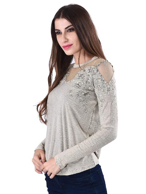 mesh panel embellished top - 17274181 - Zoom Image - 2