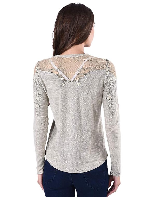 mesh panel embellished top - 17274181 - Zoom Image - 3