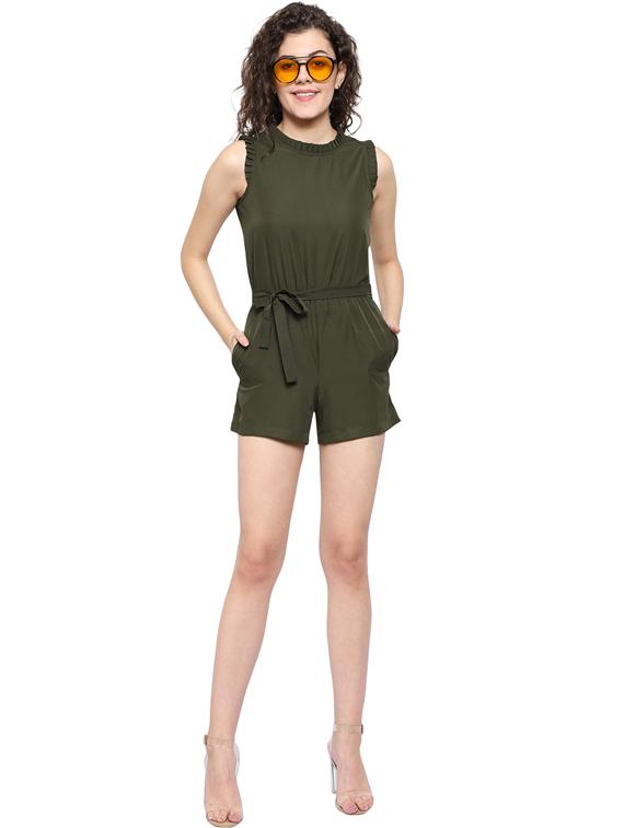 tie front solid romper - 17274286 - Zoom Image - 4