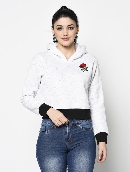 hooded neck cropped sweatshirt - 17274294 - Standard Image - 1