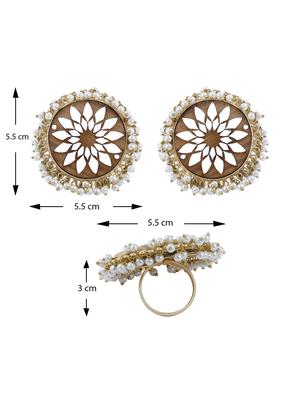 brown colored wood studs earring with ring - 17274331 - Standard Image - 6
