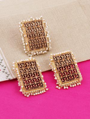 brown wood studs earring - 17274335 -  Standard Image - 1