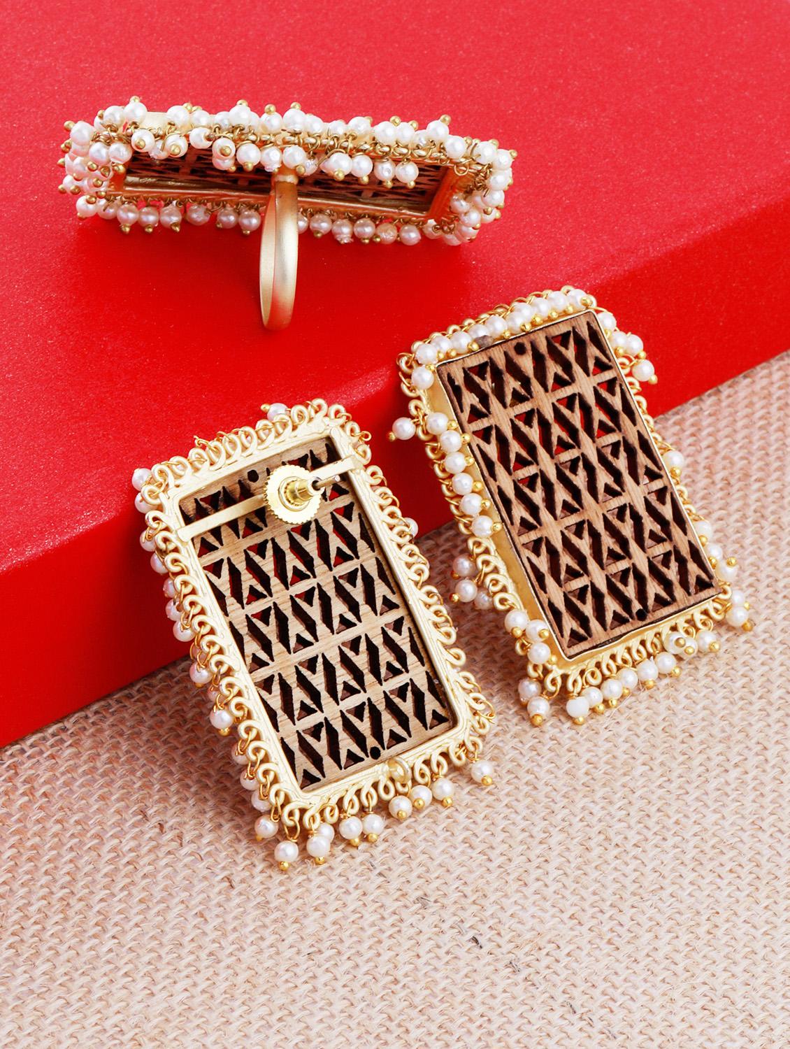 brown wood studs earring - 17274335 - Zoom Image - 4