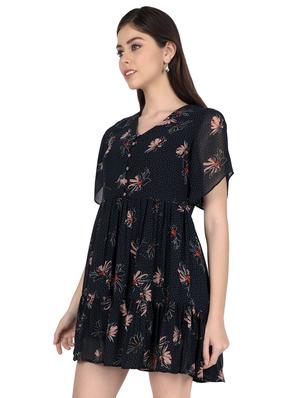 v-neck floral fit & flare dress - 17274657 - Standard Image - 2