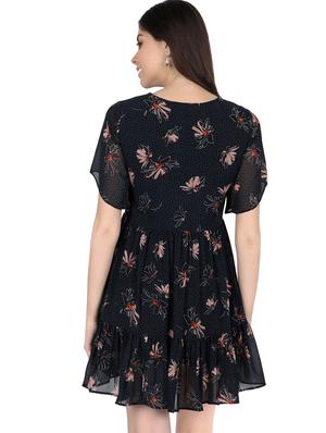 v-neck floral fit & flare dress - 17274657 - Standard Image - 3