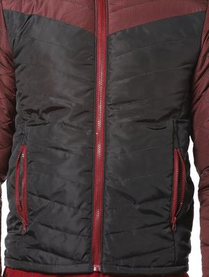 maroon color block quilted jacket - 17274668 - Standard Image - 5