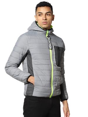 grey color block quilted jacket - 17274672 - Standard Image - 2