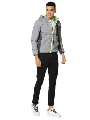 grey color block quilted jacket - 17274672 - Standard Image - 4