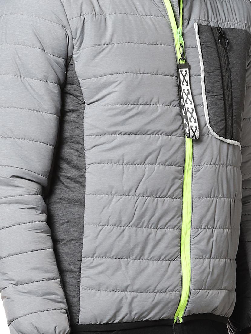 grey color block quilted jacket - 17274672 - Zoom Image - 5