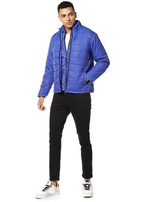blue solid quilted jacket - 17274673 - Standard Image - 4