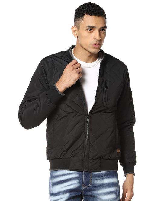 black solid quilted jacket - 17274677 - Standard Image - 1