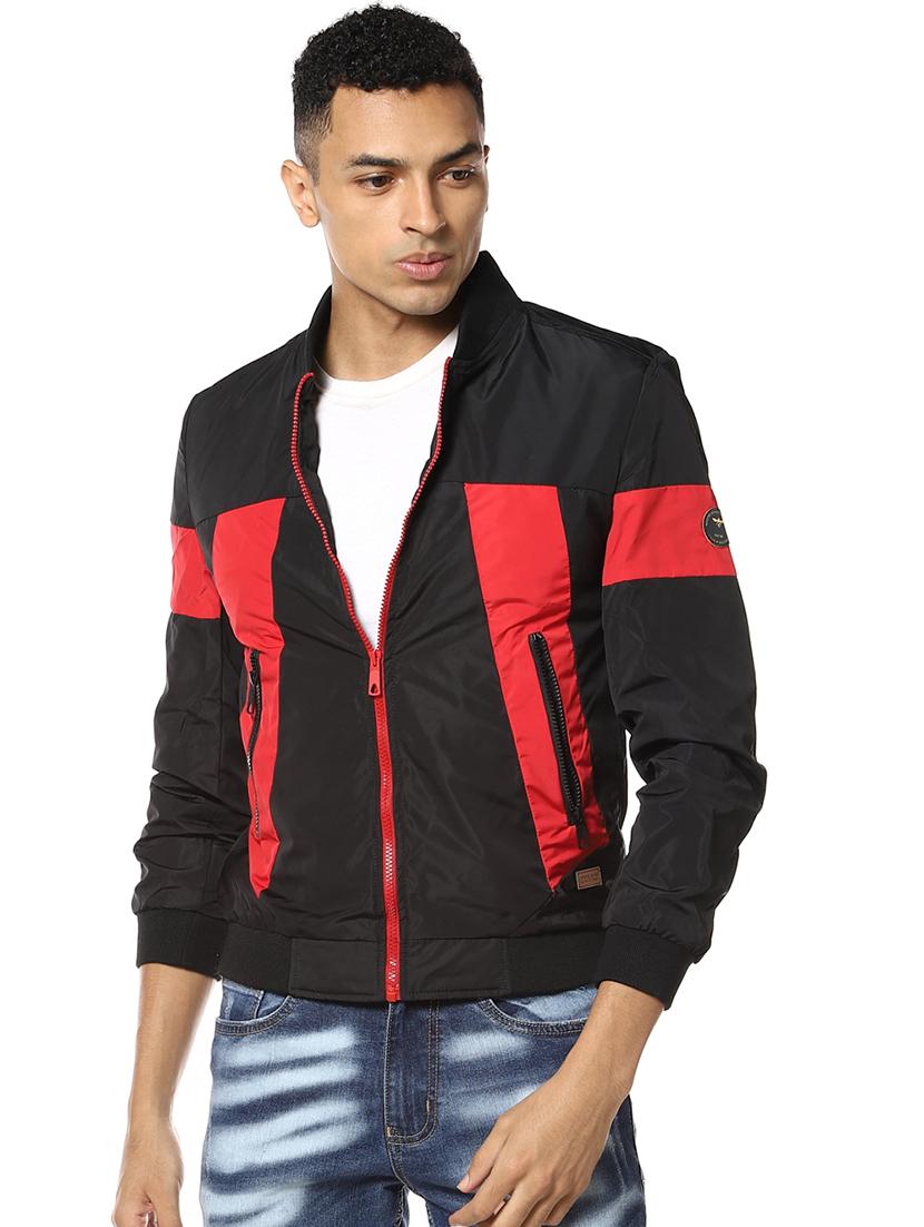 black color block casual jacket - 17274679 - Zoom Image - 1