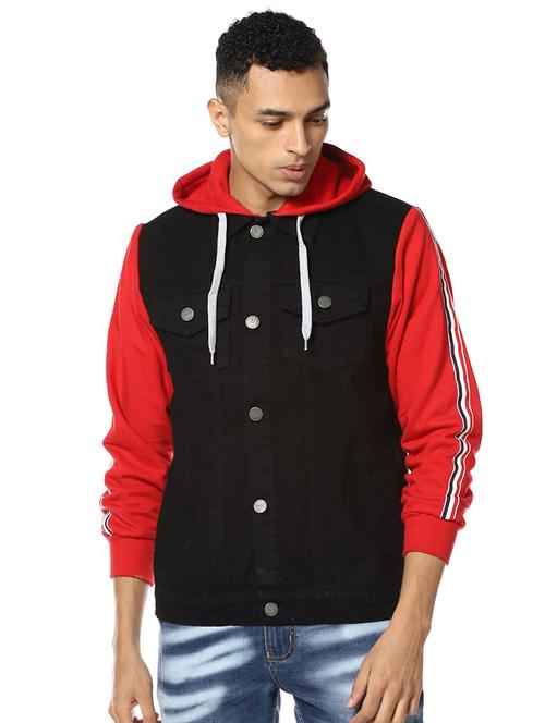 black color block denim jacket - 17274680 - Standard Image - 1