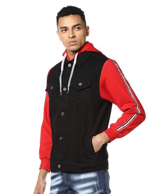 black color block denim jacket - 17274680 - Standard Image - 2