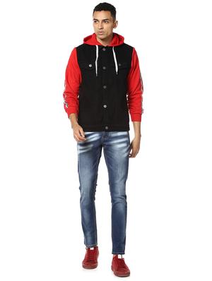 black color block denim jacket - 17274680 - Standard Image - 4