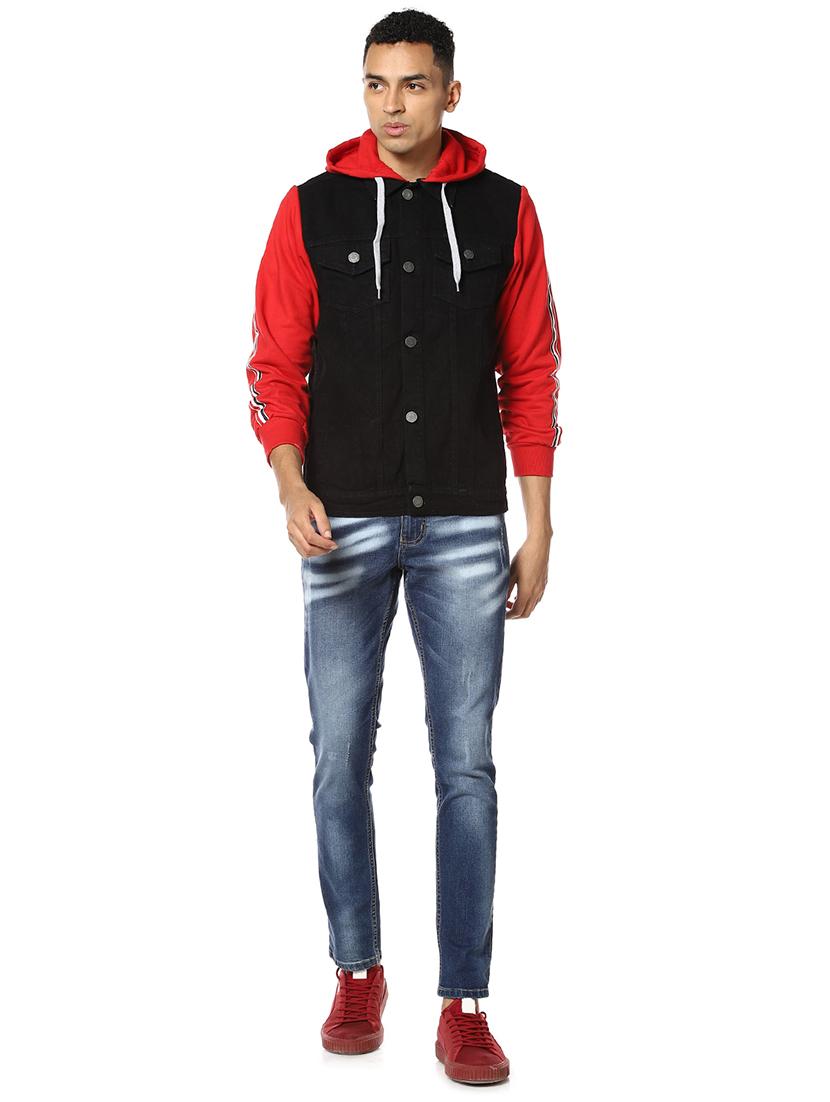 black color block denim jacket - 17274680 - Zoom Image - 4