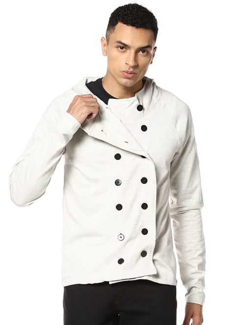 off white solid casual jacket - 17274682 - Standard Image - 1