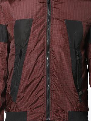 maroon color block bomber jacket - 17274687 - Standard Image - 5