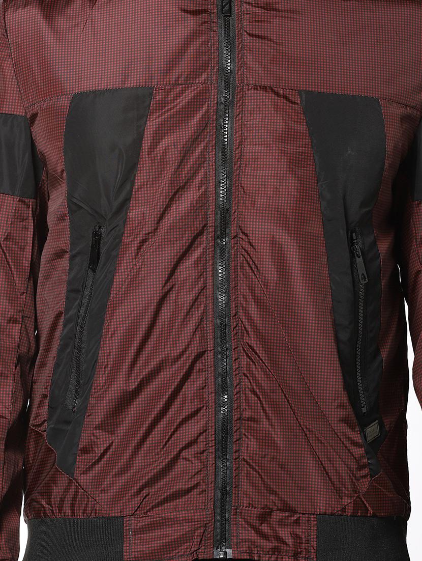 maroon color block bomber jacket - 17274687 - Zoom Image - 5