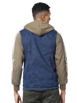blue color block denim jacket - 17274688 - Standard Image - 3