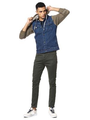 blue color block denim jacket - 17274688 - Standard Image - 4