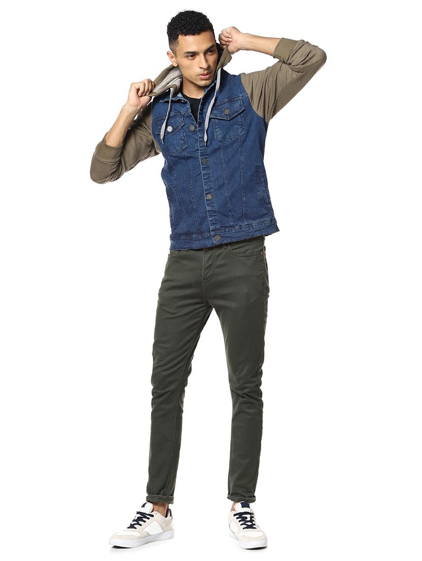 blue color block denim jacket - 17274688 - Zoom Image - 4