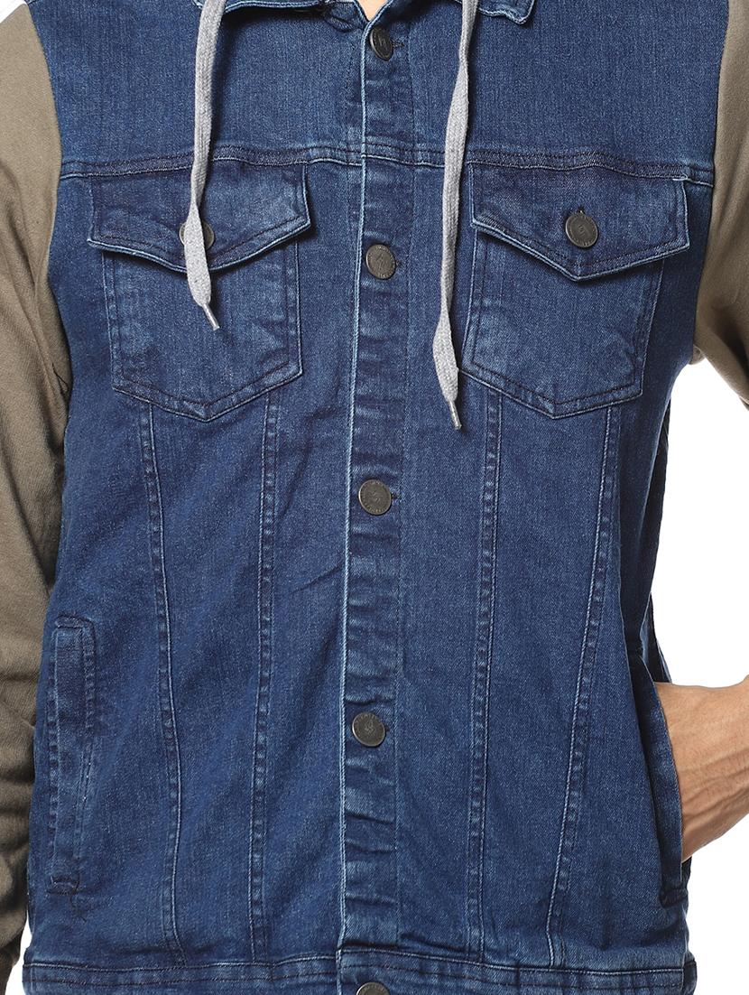 blue color block denim jacket - 17274688 - Zoom Image - 5