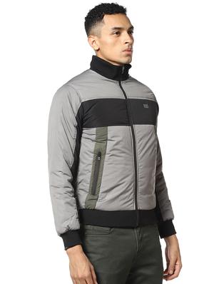 grey color block casual jacket - 17274689 - Standard Image - 2