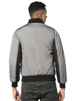 grey color block casual jacket - 17274689 - Standard Image - 3