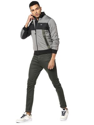 grey color block casual jacket - 17274689 - Standard Image - 4