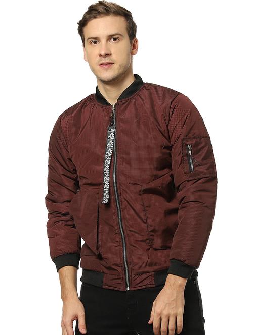 maroon checkered bomber jacket - 17274697 - Standard Image - 1