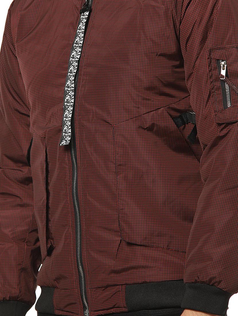 maroon checkered bomber jacket - 17274697 - Zoom Image - 5