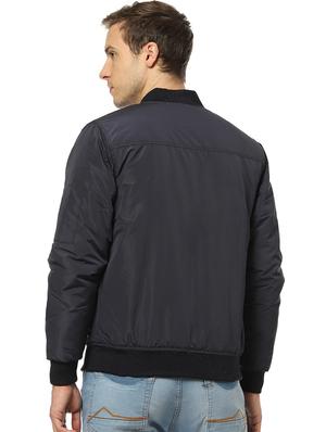 navy blue solid bomber jacket - 17274699 - Standard Image - 3