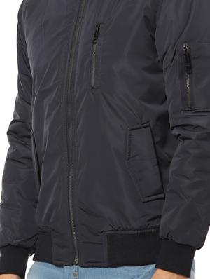 navy blue solid bomber jacket - 17274699 - Standard Image - 5