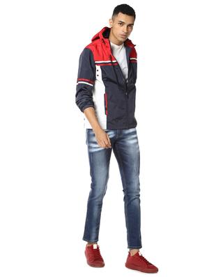 blue color block casual jacket - 17274701 - Standard Image - 4