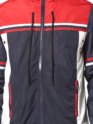 blue color block casual jacket - 17274701 - Standard Image - 5