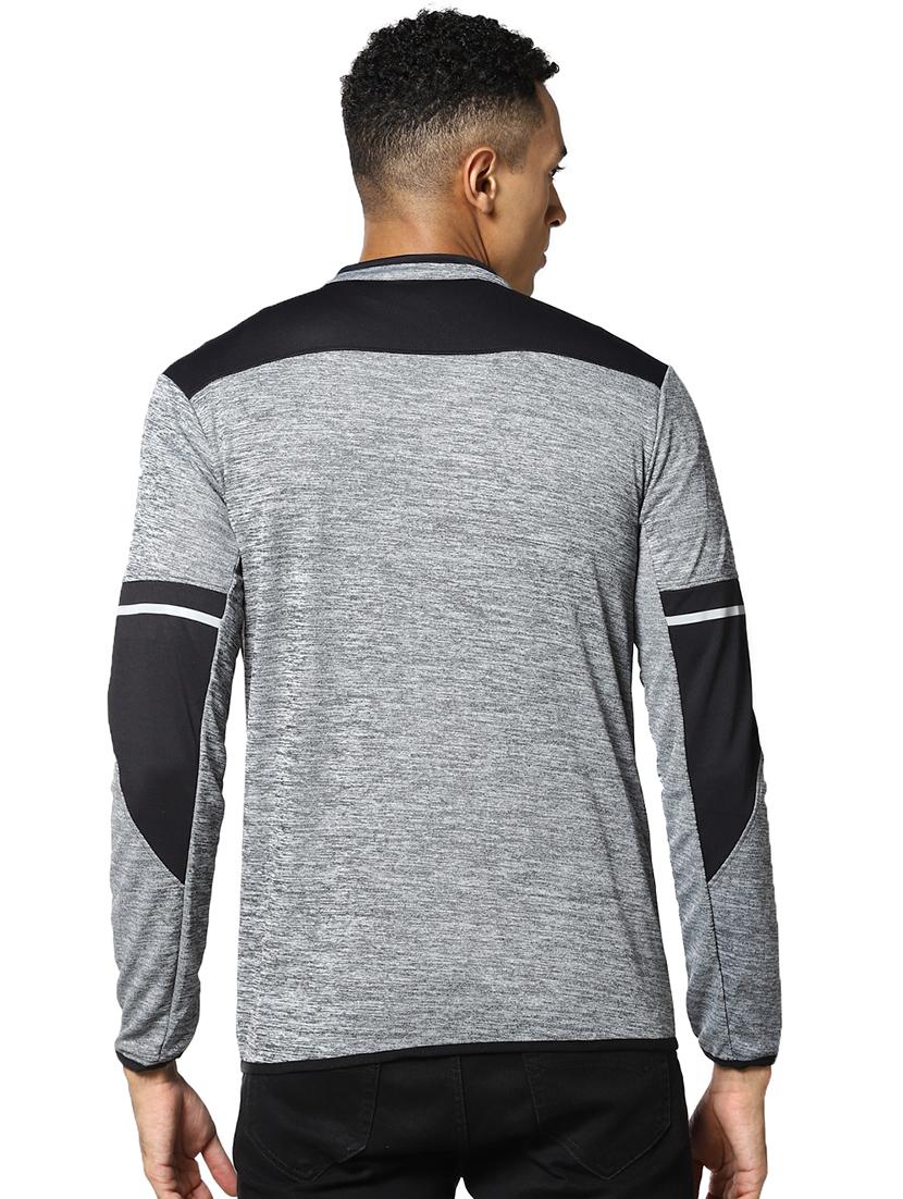 grey color block cut & sew casual jacket - 17274706 - Zoom Image - 3