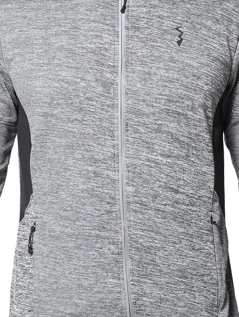 grey color block cut & sew casual jacket - 17274706 - Zoom Image - 4