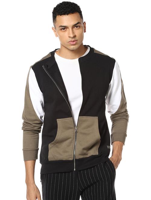 black color block cut & sew sweatshirt - 17274712 - Standard Image - 1