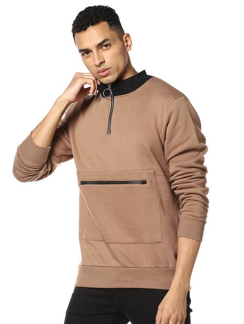 brown solid sweatshirt - 17274719 - Standard Image - 1