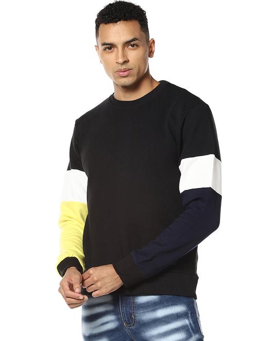 black color block cut & sew sweatshirt - 17274724 - Standard Image - 1
