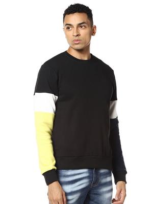 black color block cut & sew sweatshirt - 17274724 - Standard Image - 2
