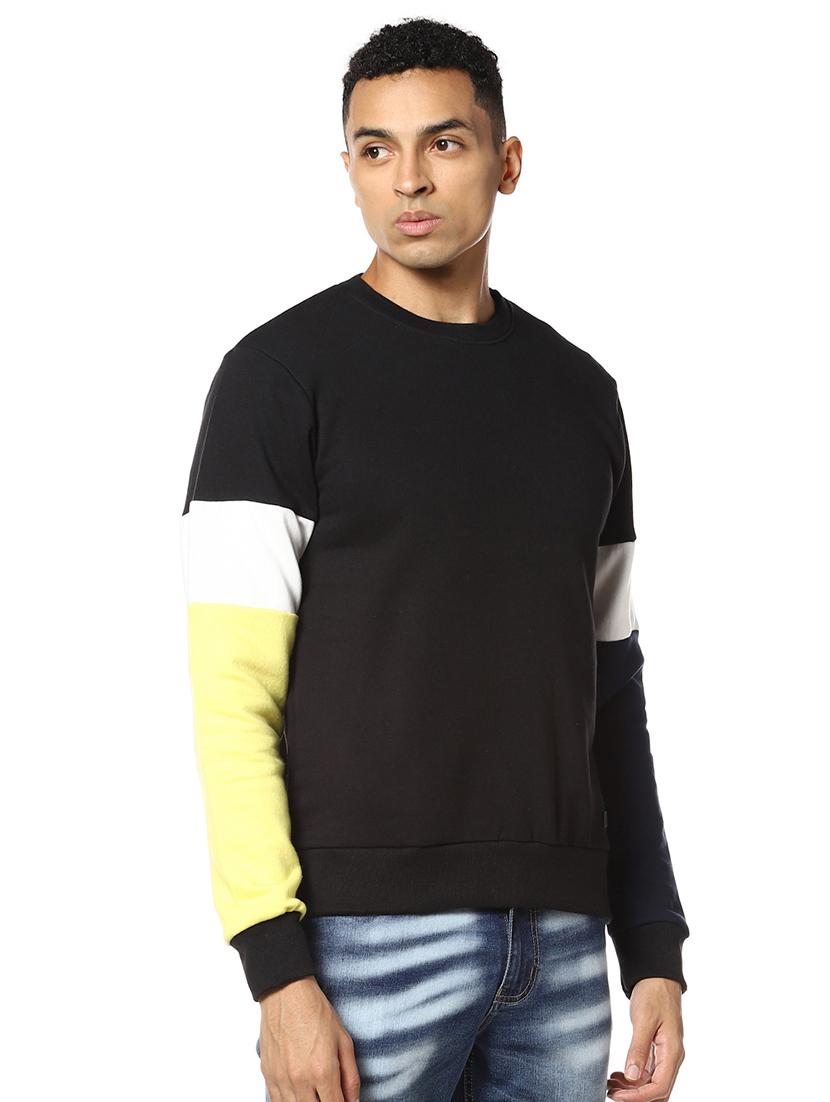 black color block cut & sew sweatshirt - 17274724 - Zoom Image - 2